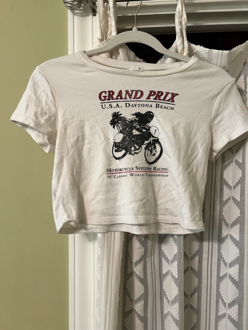 Garage Grand Prix White Graphic Crop Top